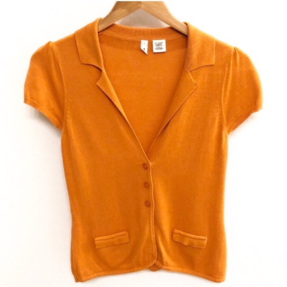 Anthropologie Moth Orange Short Sleeve Cardigan